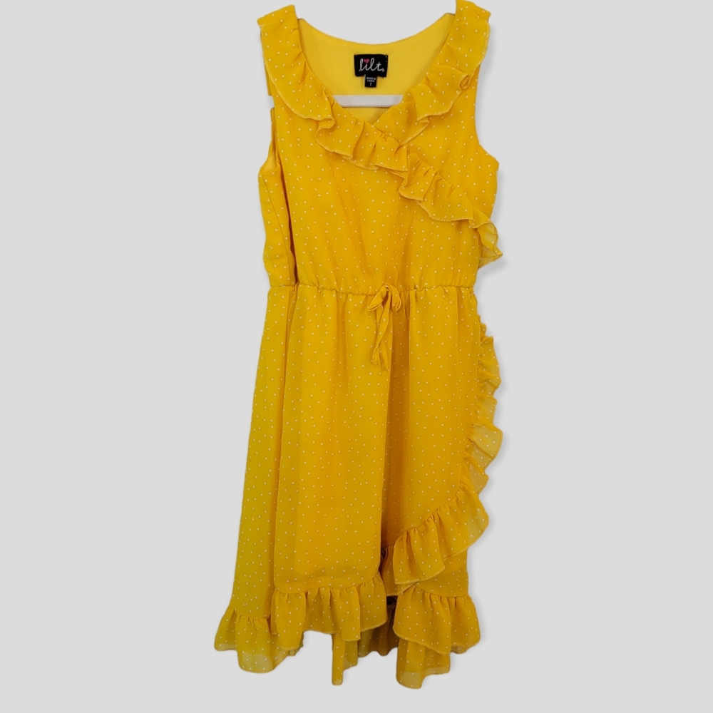 Lilt Girl's Sleeveless Ruffle Casual Summer Tie Belt Dress Size 7